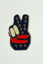 Vintage Anti War Red White & Blue Peace Sign Hand Pin Original 1970s New NOS  picture
