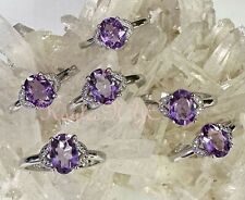 Wholesale Lot 6 Pcs Natural Amethyst White Bronze Rings Crystal Healing Energy picture