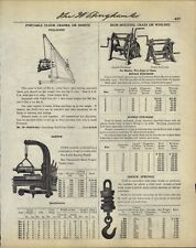 1918 PAPER AD Portable Floor Crane Hoist Canton Iron Crabs Winches Pull-U-Out  picture