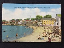 Vintage 1949 Front Beach and Town, Rockport, Massachusetts Linen Postcard picture