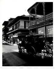 Vtg 1960's B&W Photo French Quarter New Orleans LA Street Scene Carriage 8x10 picture