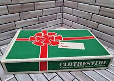 Vintage 1980's CLOTHESTIME STORES Green & Red Christmas Holiday Gift Box picture