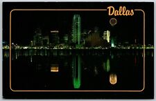 Postcard Vtg Texas Dallas At Dusk night Hub Of Oil Finance Insurance Business picture