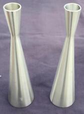 Beautiful Pair of Singapore Pewter Tall Bud Vases – VGC – BEAUTIFUL PEWTER SHINE picture
