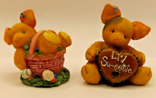 2 Vtg Enesco Little Pig Collectibles ''Li'l Su-eetie'' and ''Eggstra Special'' picture