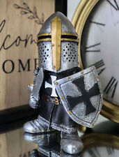Chibi Medieval Knight Of The Cross Templar Crusader Swordsman In Battle Figurine picture