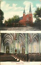 c1907 Postcard Split View Delaware OH St. Mary's R.C. Church Interior & Exterior picture