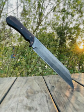 CUSTOM HANDMADE 5160 SPRING STEEL SEAX KNIFE WITH LEATHER SHEATH picture