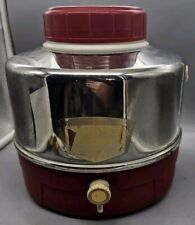 Thermos Picnic Water Jug Gallon Red Chrome Rare Turn Spout MCM picture