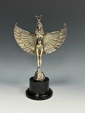 Rare Large Chrome Winged Nude Isis Egyptian Revival Car Mascot Signed c1920 picture