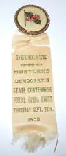 1905 Maryland State Democratic Convention Delegate Political Election Pin Ribbon picture