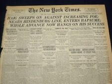 1918 AUGUST 26 NEW YORK TIMES - HAIG NEARS HINDENBURG LINE - NT 9200 picture