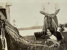 1Q Photograph Beautiful Woman Pretty Lady Collapsed Hammock Headless Men 1920s picture