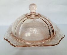 Vintage Indiana Glass Pink Madrid Recollection Covered Butter Cheese Dish Dome picture