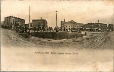 RPPC Public Square Looking North Wide Angle Angola Indiana IN 1909 Postcard C9 picture