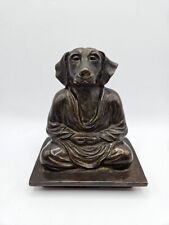 Vintage Buddha Zen Yoga Dog Figurine Bookend Bronze Metal Heavy Made In India picture