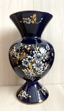 Vintage Saint Croix Vase Cobalt Porcelain Floral Pattern picture