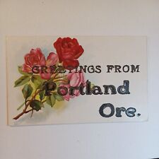 PORTLAND Oregon Flowers Hand Glittered Embossed UnPosted Postcard  picture