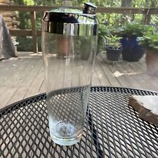 Vintage Glass Large Cocktail Shaker with Chrome Lid 1950s picture