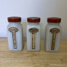Vintage Griffith's Milk Glass Spice Jars, Set Of 3 - Poultry, Thyme & Onion Salt picture
