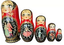 VTG Matryoshka Wooden Russian Nesting Dolls Set Of Five - Incredibly Detailed picture