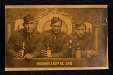 3 WW II Servicmen at 52nd and Broadway Bar NYC Antique Black & White Photo V17 picture