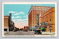 Postcard Fox & Paramount Theater North Platte Nebraska, Vintage Linen C13 picture