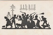 Outstanding Fantasy Shiloutte postcard c1910 People fighting picture