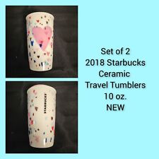 Starbucks 2018 Ceramic Pink Heart  Travel Tumblers Valentine 10oz New (2 pcs) picture