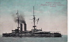 Postcard Ship HMS Exmouth Flagship Home Squadron Battleship picture