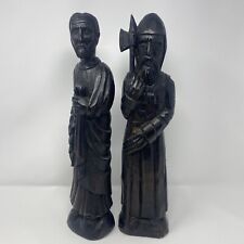 Vintage Carved Wooden Knights Templar And Man 16 3/4” “Made In Espain”  picture