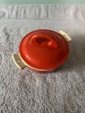 Griswold Cast Iron Table Service Dutch Oven in Red and White Enamel  picture