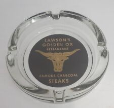 Ashtray Vintage Lawson’s Golden Ox Restaurant Famous Charcoal Steaks Gold Black picture
