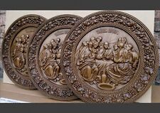 Carved Wood Round Panel of The Last Supper 19.69″. Jesus Christ and Apostles. picture