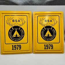Boy Scouts of America National Accredited Camp Signs Yellow 1979 - Pair BSA picture
