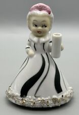 1950s Angel Figurine Japan Whimsical Black Stripe Dress Holding Empty Vase picture