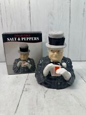 W.C. Fields Playing Cards Top Hat Salt Pepper Shaker NEW Box 7510 Clay Art 1999 picture