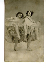 2 Young Women Skirts Held Up-Can Can Dance-Vintage Risque Und/B Postcard picture