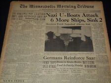 1939 SEPT 8 MINNEAPOLIS MORNING TRIBUNE - NAZI U-BOATS ATTACK 6 SHIPS - NT 9524 picture