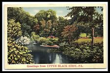 Upper Black Eddy PA Linen Postcard Greetings Scenic View Posted 1940    pc258 picture