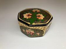 Vintage Hand Made Paper Mache Trinket Box Floral Painted With Lid Kashmiri India picture