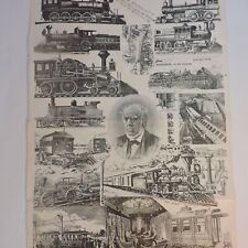 1800s Lithograph Horatio Allen Railroad Engineer & Steam Train Locomotives 17x11 picture