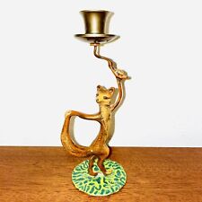 Vintage Cast Bronze/Brass Dancing Fox Candle Stick Holder Petites Choses picture