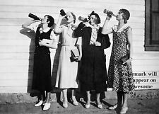 Beer Drinking Girls Prohibition PHOTO Flappers Bootleg Drink Beer Liquor Pub Bar picture