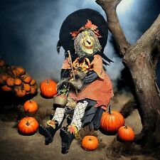 Classy Witch Doll - Autumn Witch Halloween Wicked Decor With Broom/Basket 28