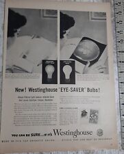 1954 Westinghouse Vintage Print Ad Light Bulbs Eye Saver Girl Reading Book B&W picture
