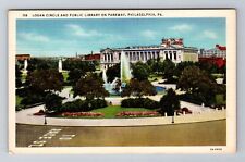 Philadelphia PA-Pennsylvania, Logan Circle, Public Library, Vintage Postcard picture