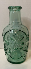 Vintage Green Canadian Pressed Glass Embossed Fruit 24 ounce Decanter picture