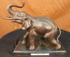 Bronze Elephant on a Marble Plinth Genuine Solid Bronze Sculpture. Art, Ornament picture