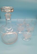 Decanter Vintage Toscany Etched Clipper Ship Glass  5 Brandy Snifter Glasses mcm picture